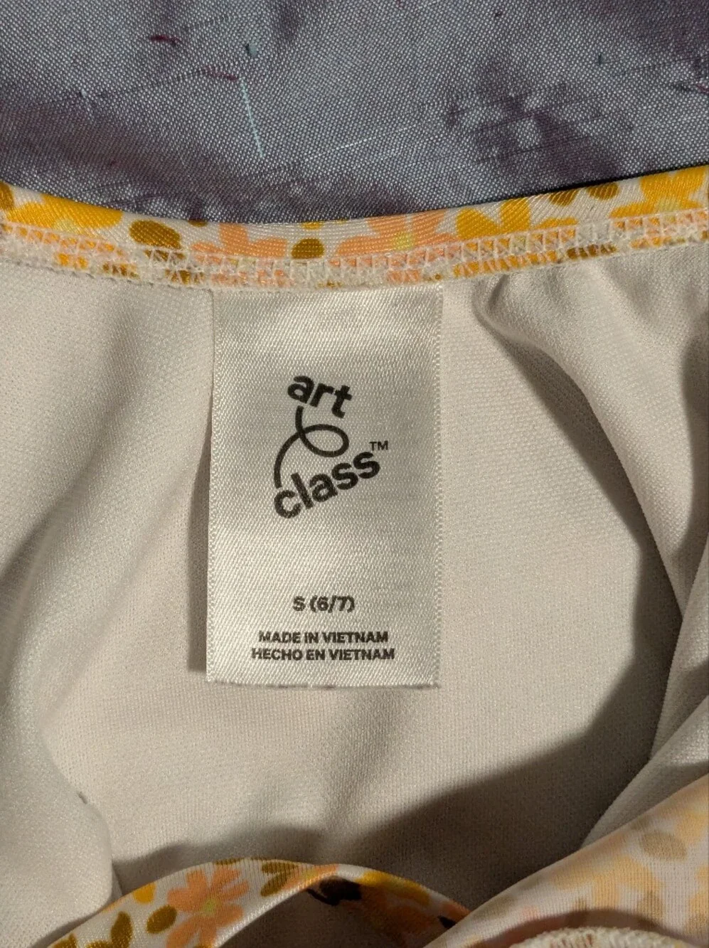Art Class Floral Lined Top in Cream and Yellow